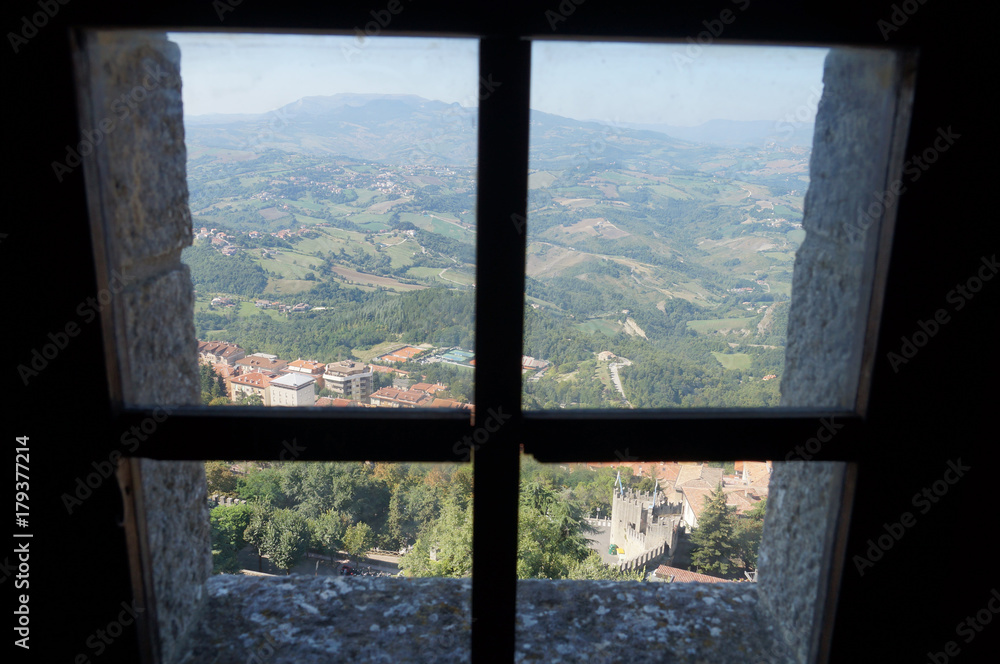 Fototapeta through a window of a castle
