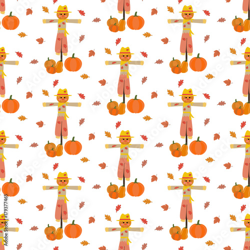 Scarecrow and pumpkin pattern