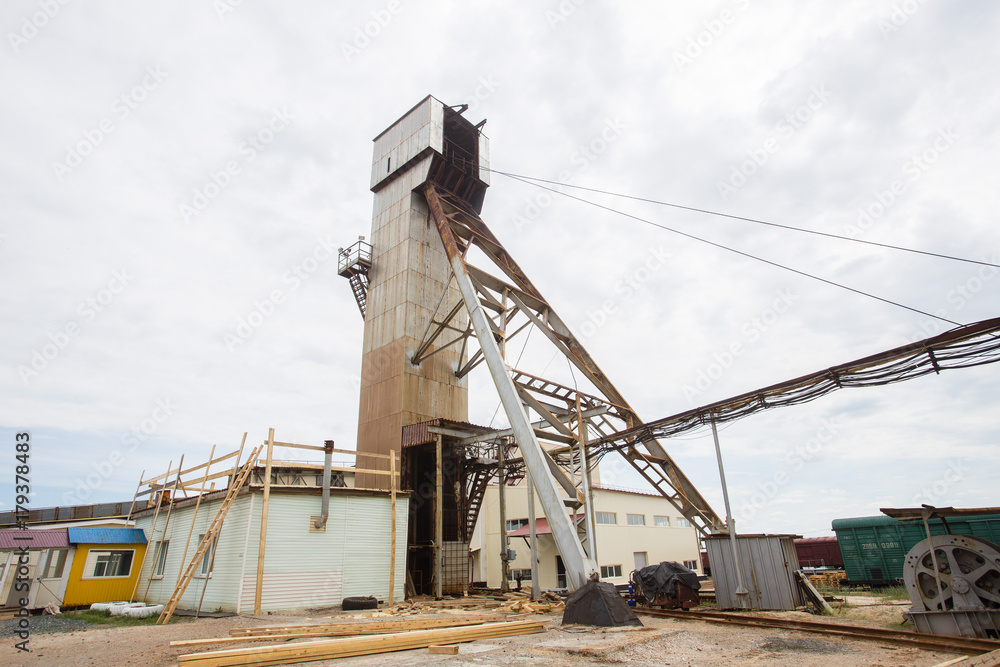 Headframe of the salt mine shaft mining industry Headframe of the salt mine shaft mining industry