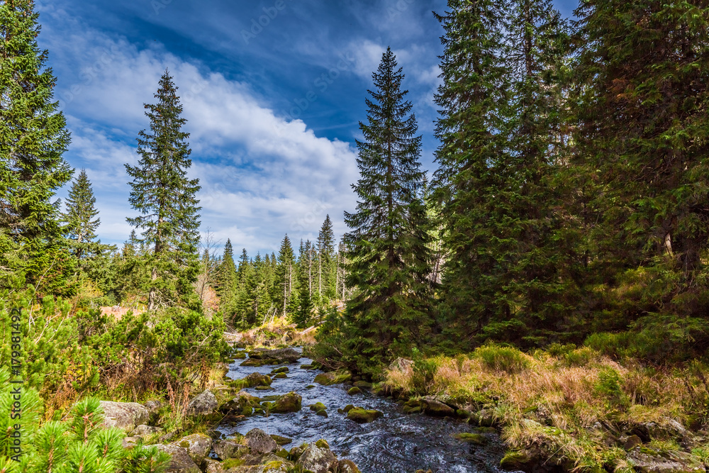 Beautiful dusk at pond in the Tatra Mountains in autumn Beautiful dusk at pond in the Tatra Mountains in autumn