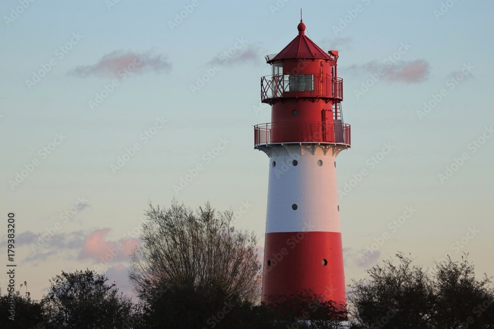 red and white striped Falshöft lighthouse