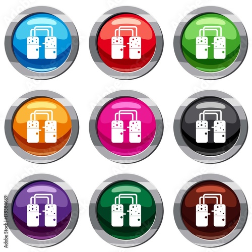 Containers connected with tubes set 9 collection