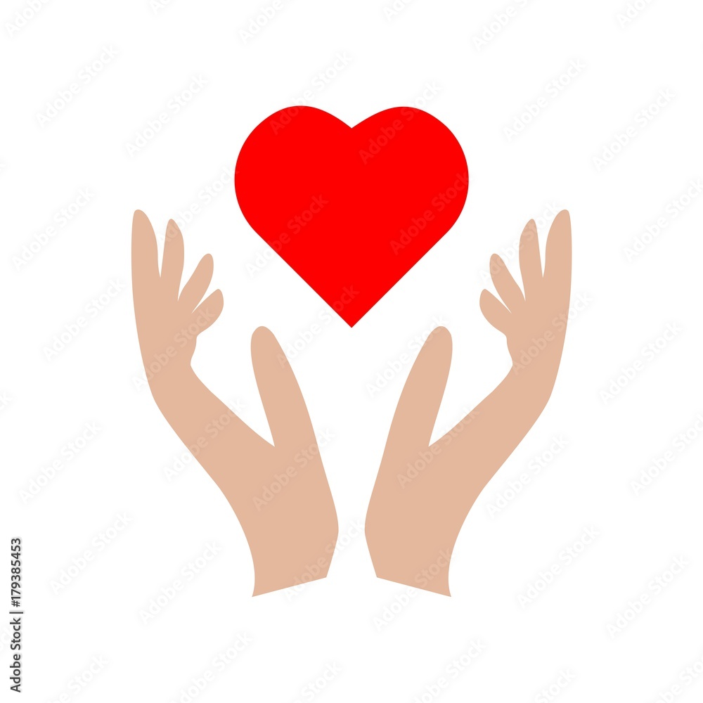 Heart in hands sign icon, Donation icon Heart in hands sign icon, Donation icon