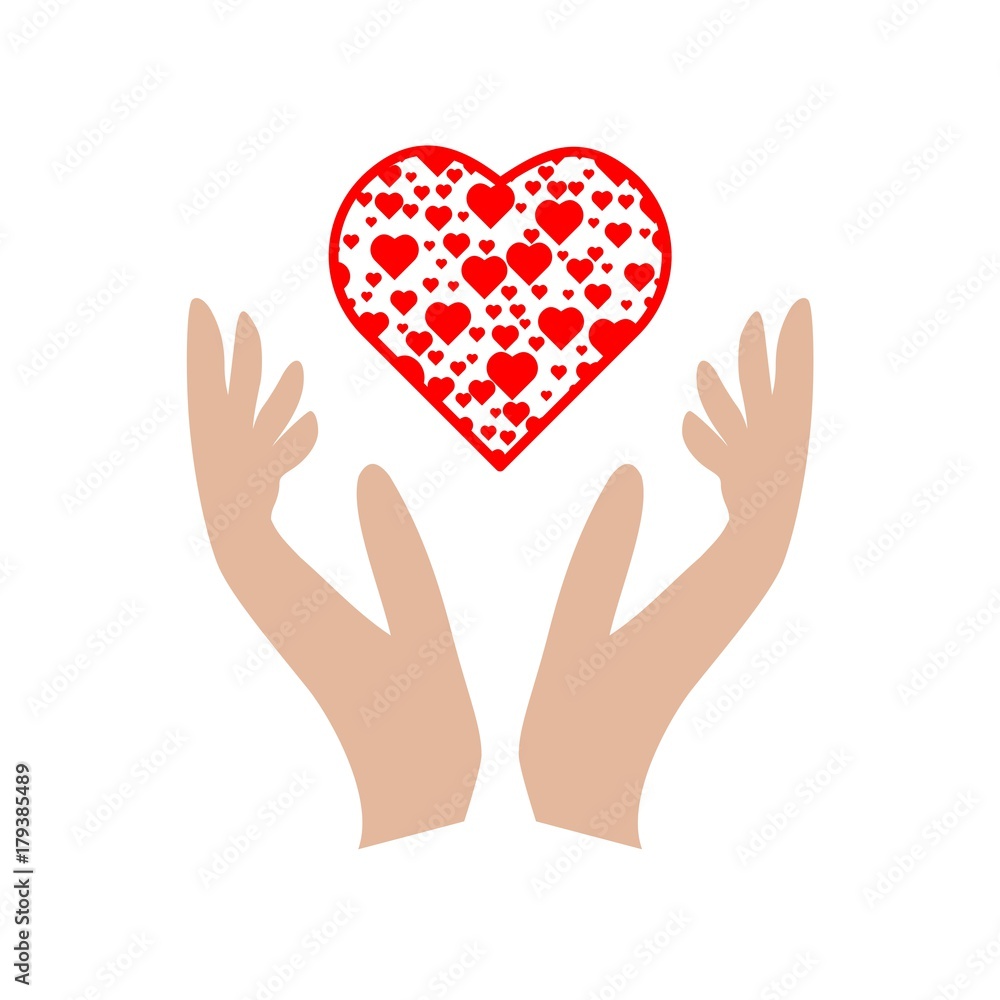 Heart in hands sign icon, Donation icon Heart in hands sign icon, Donation icon