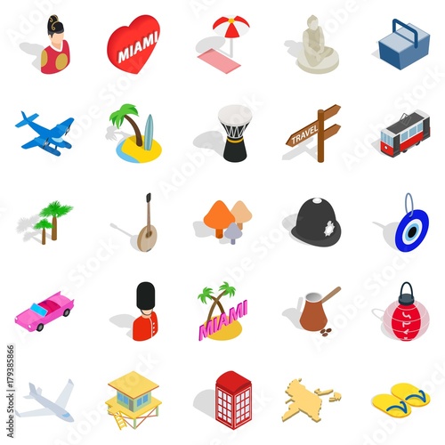 Discover icons set, isometric style