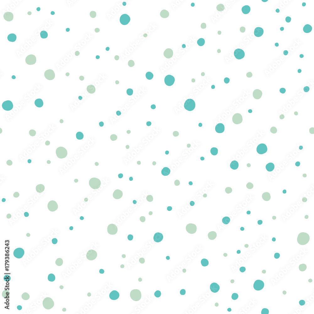 Winter Snow Hand Drawn Dots Asymmetrical Seamless Pattern, Dotted Swiss