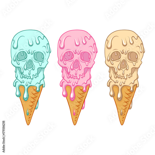 Ice cream looks like skull. Three colors.