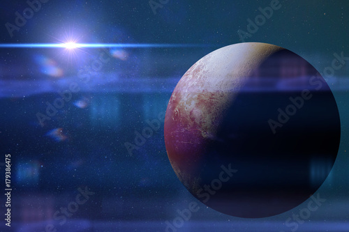 Fototapeta Naklejka Na Ścianę i Meble -  dwarf planet Pluto lit by the Sun 