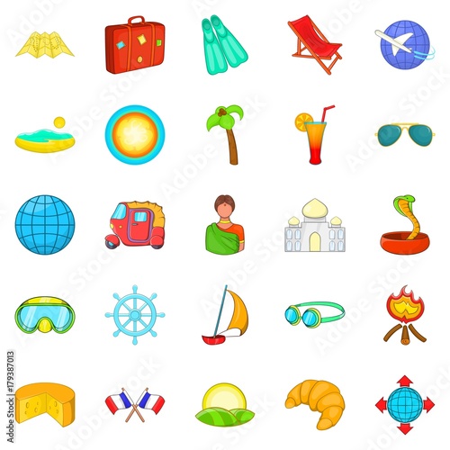 Country of the third world icons set, cartoon style