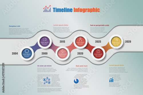 Business road map timeline infographic with 6 steps circle designed for background elements diagram planning process web pages workflow digital technology data presentation chart. Vector illustration