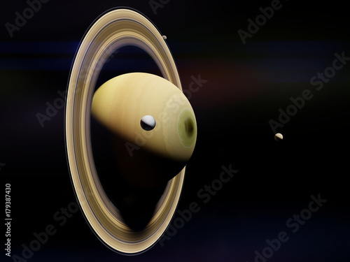 Fototapeta Naklejka Na Ścianę i Meble -  planet Saturn with moons 