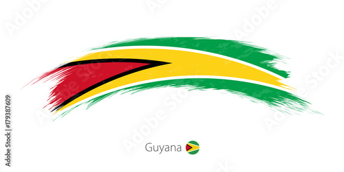 Flag of Guyana in rounded grunge brush stroke.