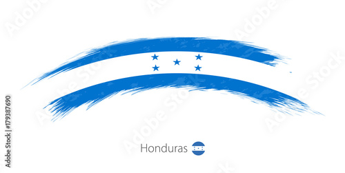 Flag of Honduras in rounded grunge brush stroke.