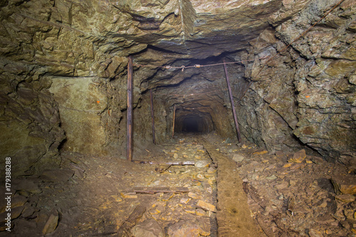 Old abandoned gold mine shaft ore tunnel gallery