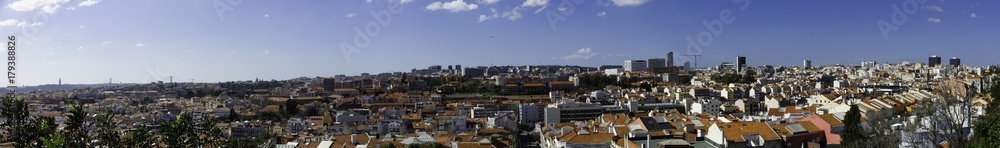 Panoramic view over Lisbon, seen from Miradouro do Monte Agudo