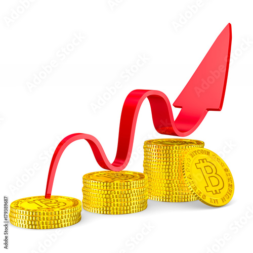 infographic growth bitcoin on white background. Isolated 3D illustration