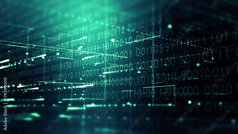 Digital binary data transmitted at high speed 4K UHD video loop ...
