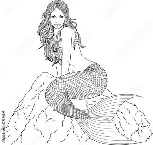 Coloring beautiful mermaid