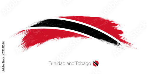 Flag of Trinidad and Tobago in rounded grunge brush stroke.