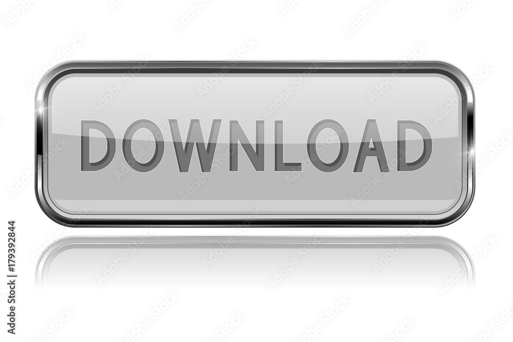 White DOWNLOAD button with bold chrome frame. 3d shiny icon White DOWNLOAD button with bold chrome frame. 3d shiny icon