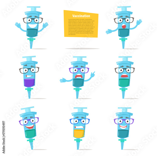 Set with syringes, emotions. Vector.