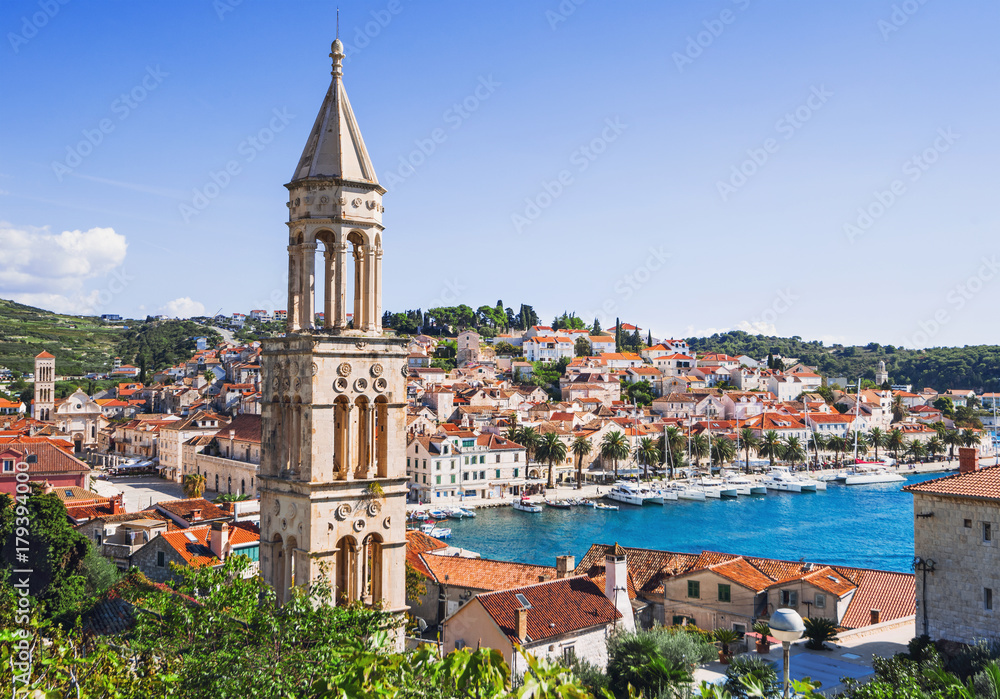 Fototapeta premium View of the Hvar town, Hvar island, Dalmatia, Croatia