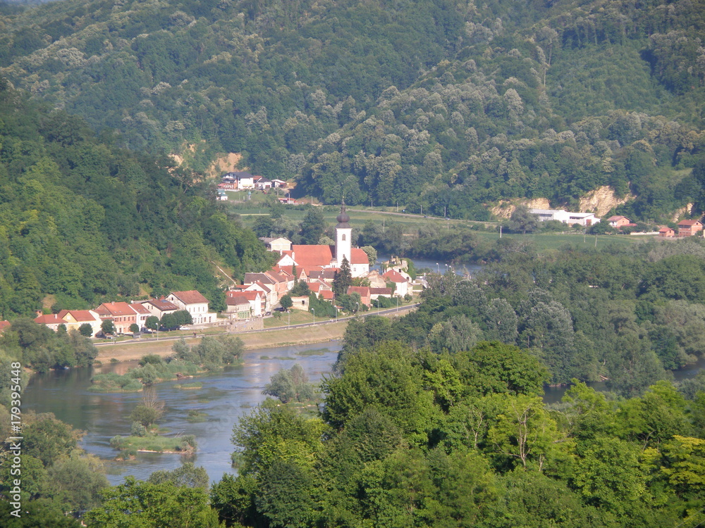 A view of Hrvatska Kostajnica and the Una River