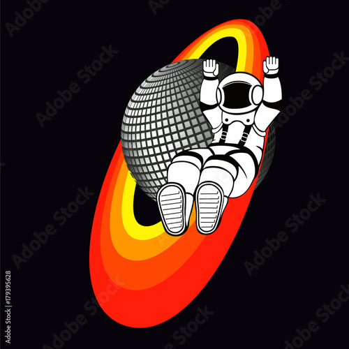 Disco astronaut. Vector illuctration.