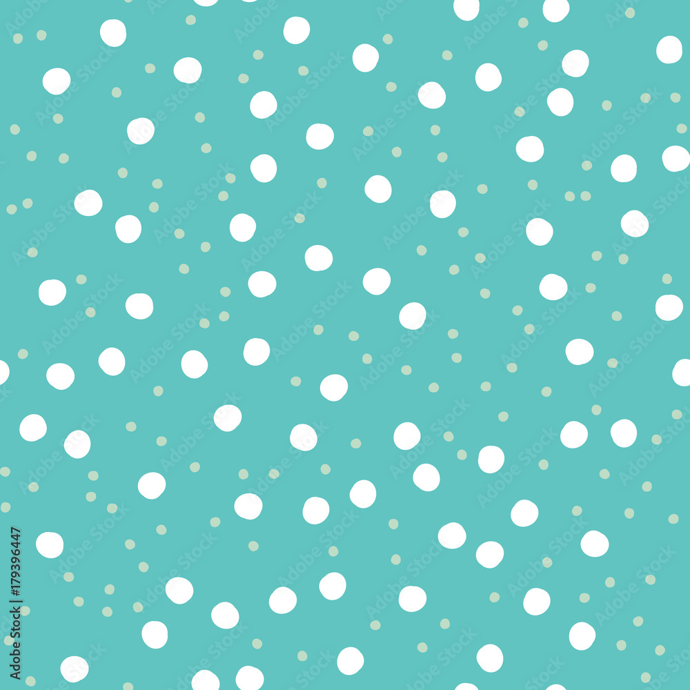 Winter Snow Hand Drawn Dots Asymmetrical Seamless Pattern, Dotted Swiss