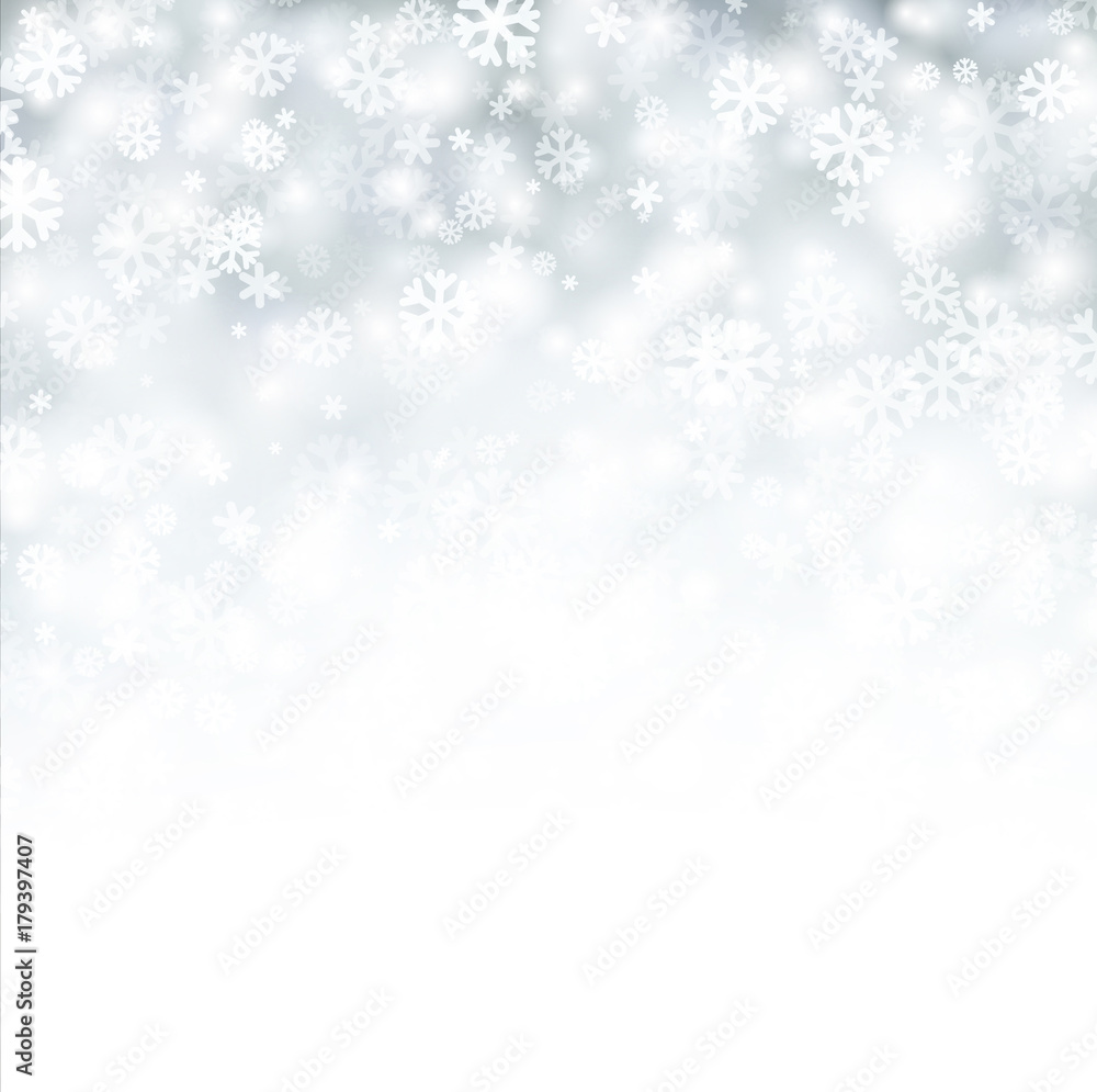 White winter background with snowflakes.