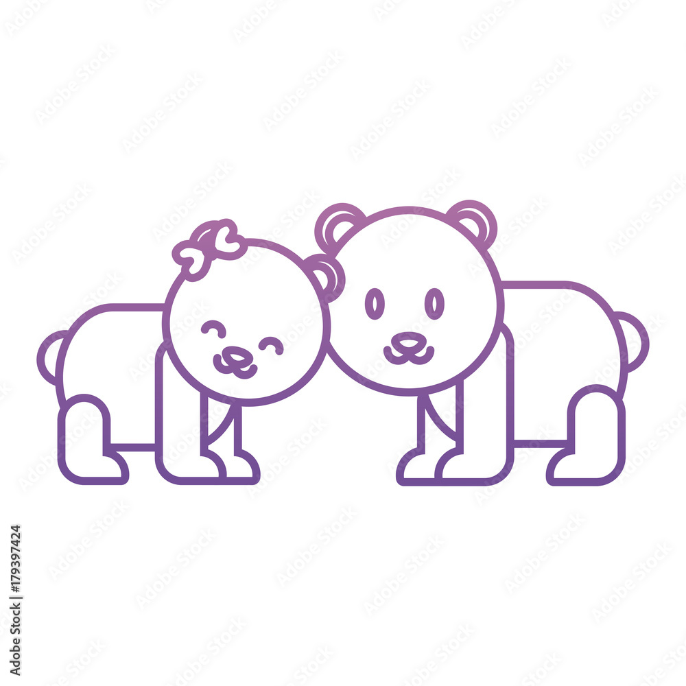 Fototapeta premium cute couple of bears icon over white background vector illustration