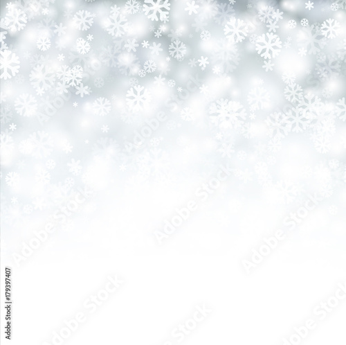 White winter background with snowflakes.