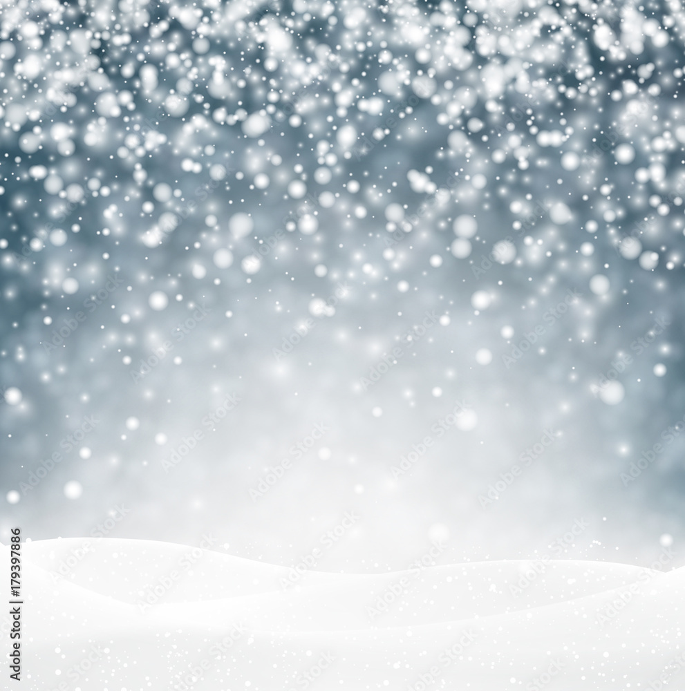Grey winter background with snow.