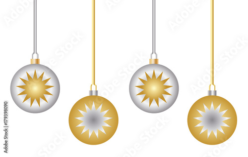 silver and golden christmas balls vector illustration 