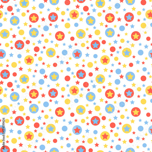 Geometric abstract circles and stars seamless pattern
