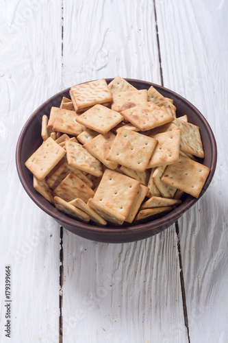 Homemade crackers in bowl