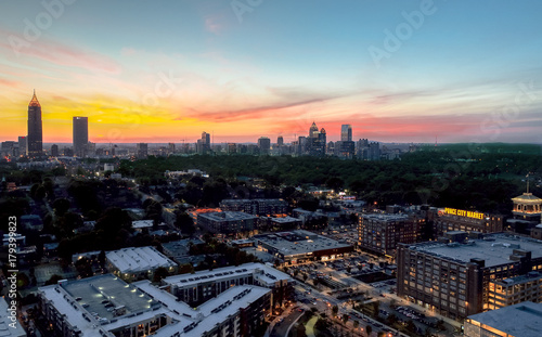 Ponce City Market,  Aerial View Sunset,  Downtown Atlanta Stunning View HQ