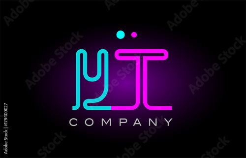 neon lights alphabet yt y t letter logo icon combination design