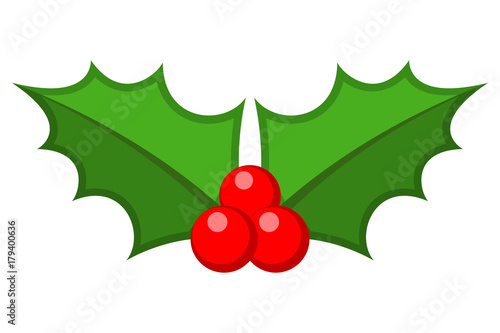 Holly berry. Christmas symbol vector illustration