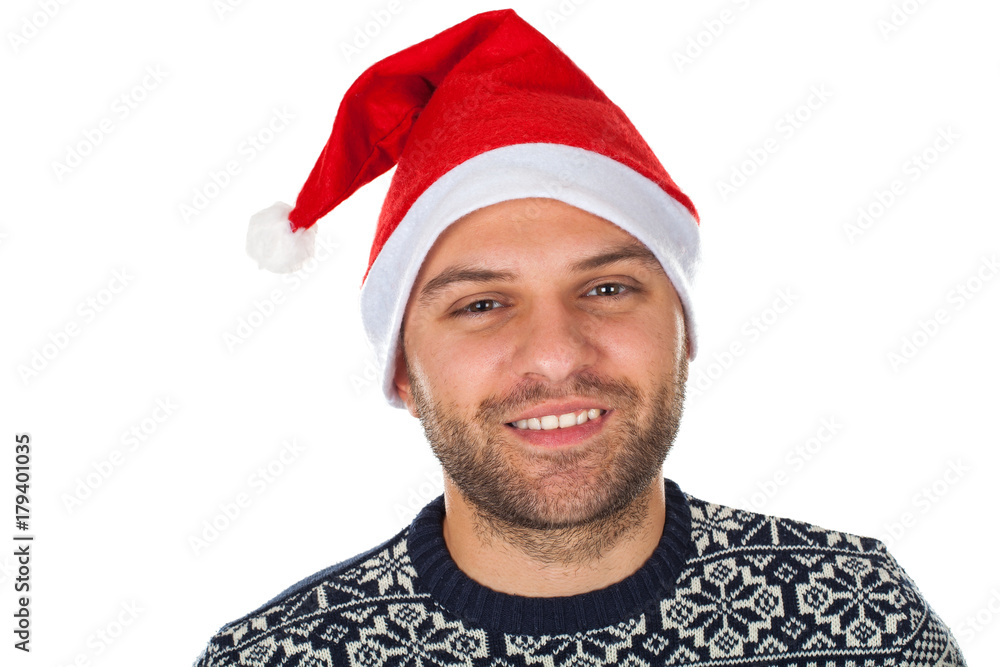 Handsome man with santa hat Handsome man with santa hat