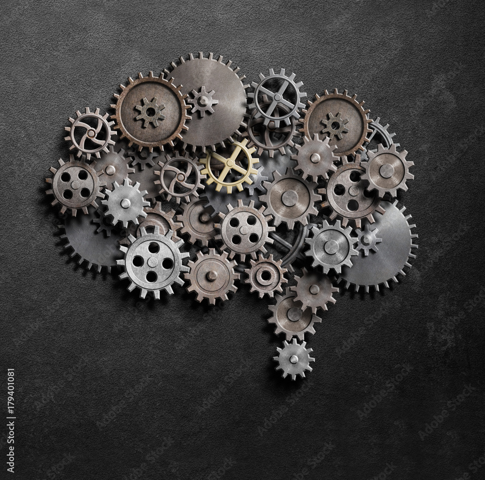 Brain gears and cogs model 3d illustration Brain gears and cogs model 3d illustration