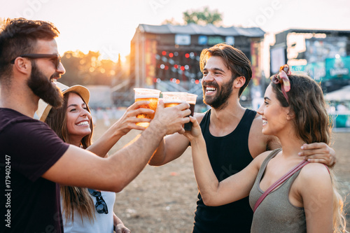Photography Group of young people enjoying at music festival