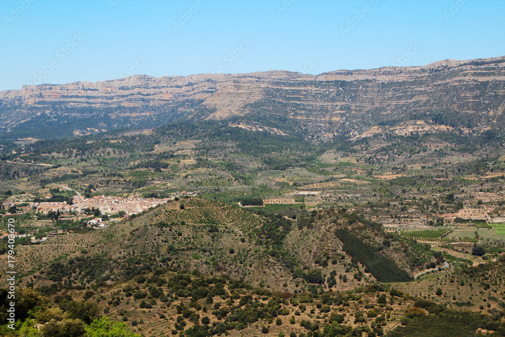 A mountain terrain of Siurana in Priorat, Spain 