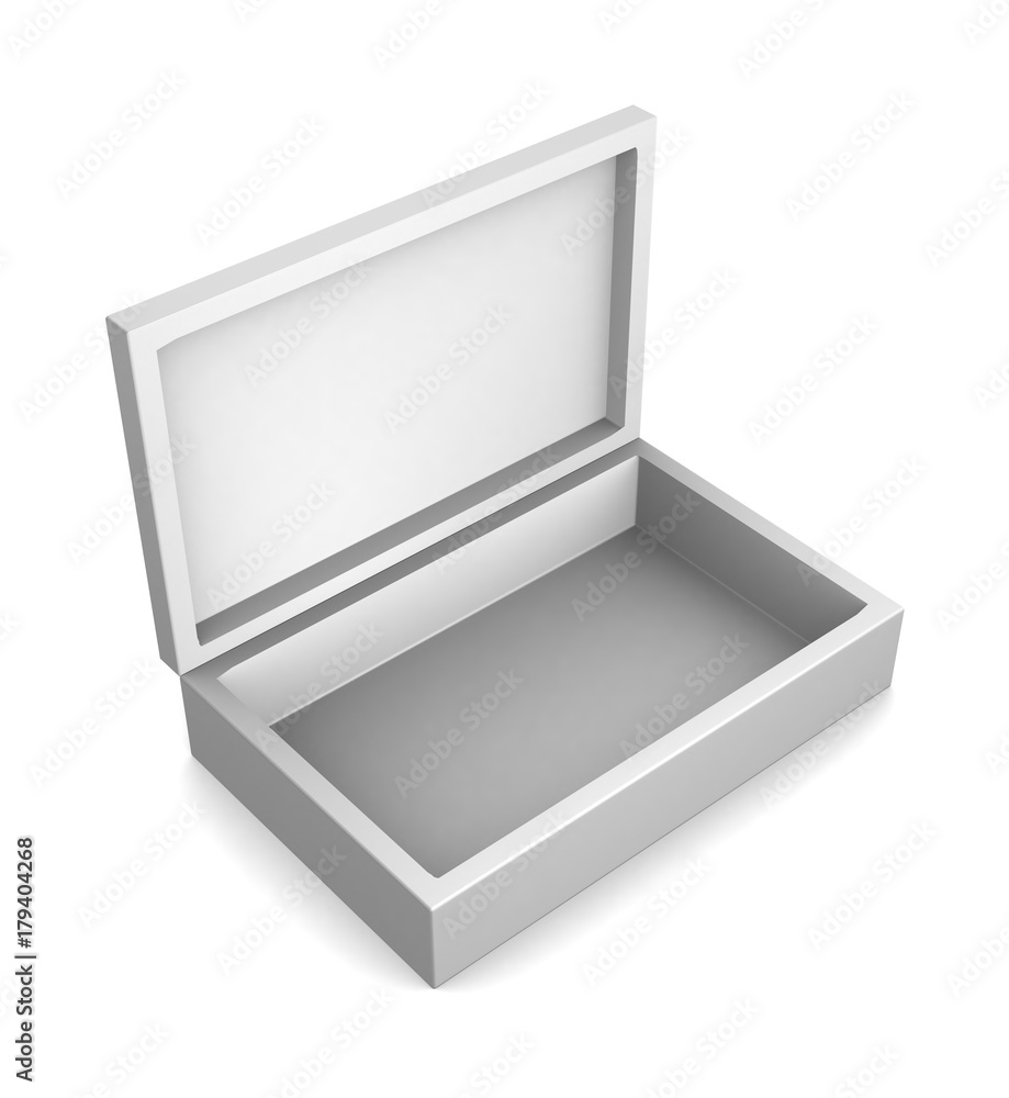 Realistic white open box isolated on white background. 3d illustration Realistic white open box isolated on white background. 3d illustration