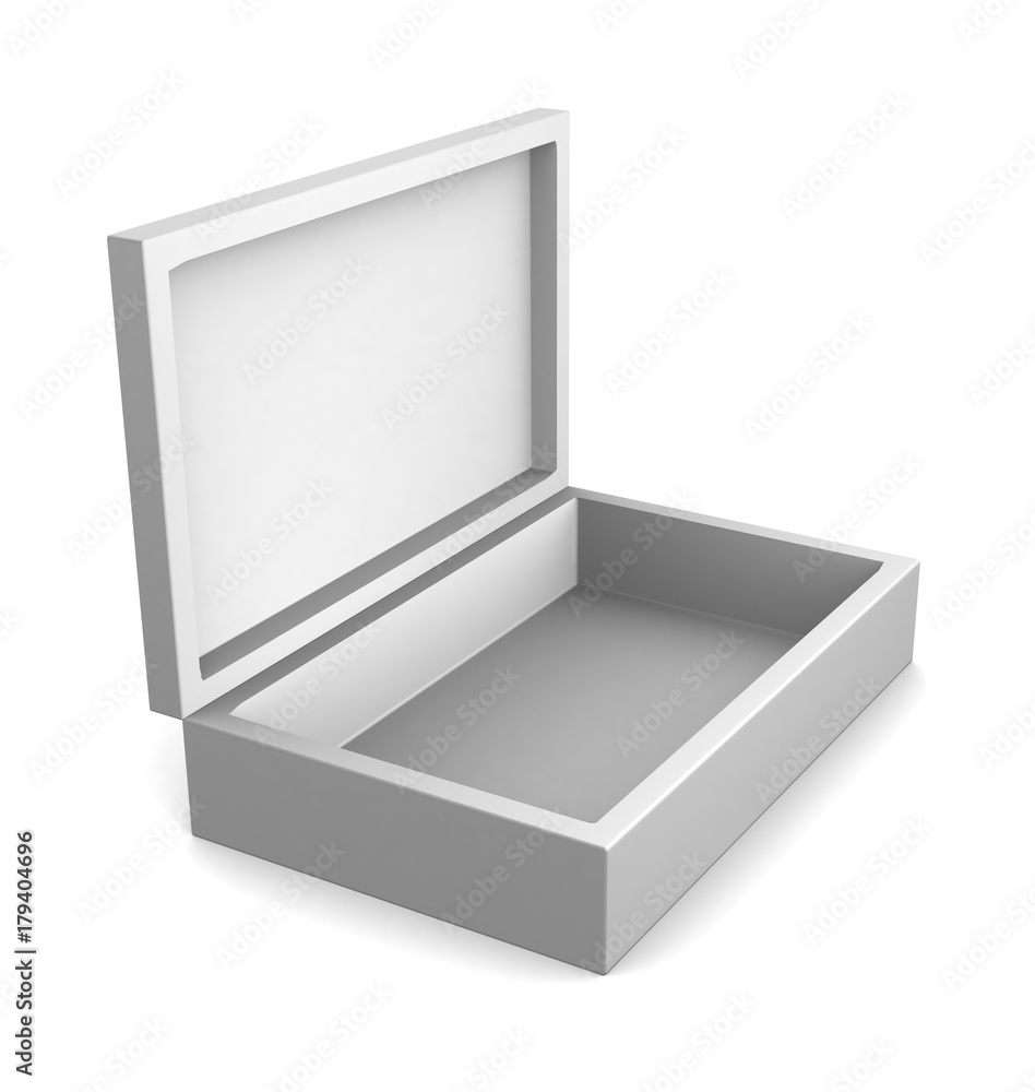 Realistic white open box isolated on white background. 3d illustration Realistic white open box isolated on white background. 3d illustration
