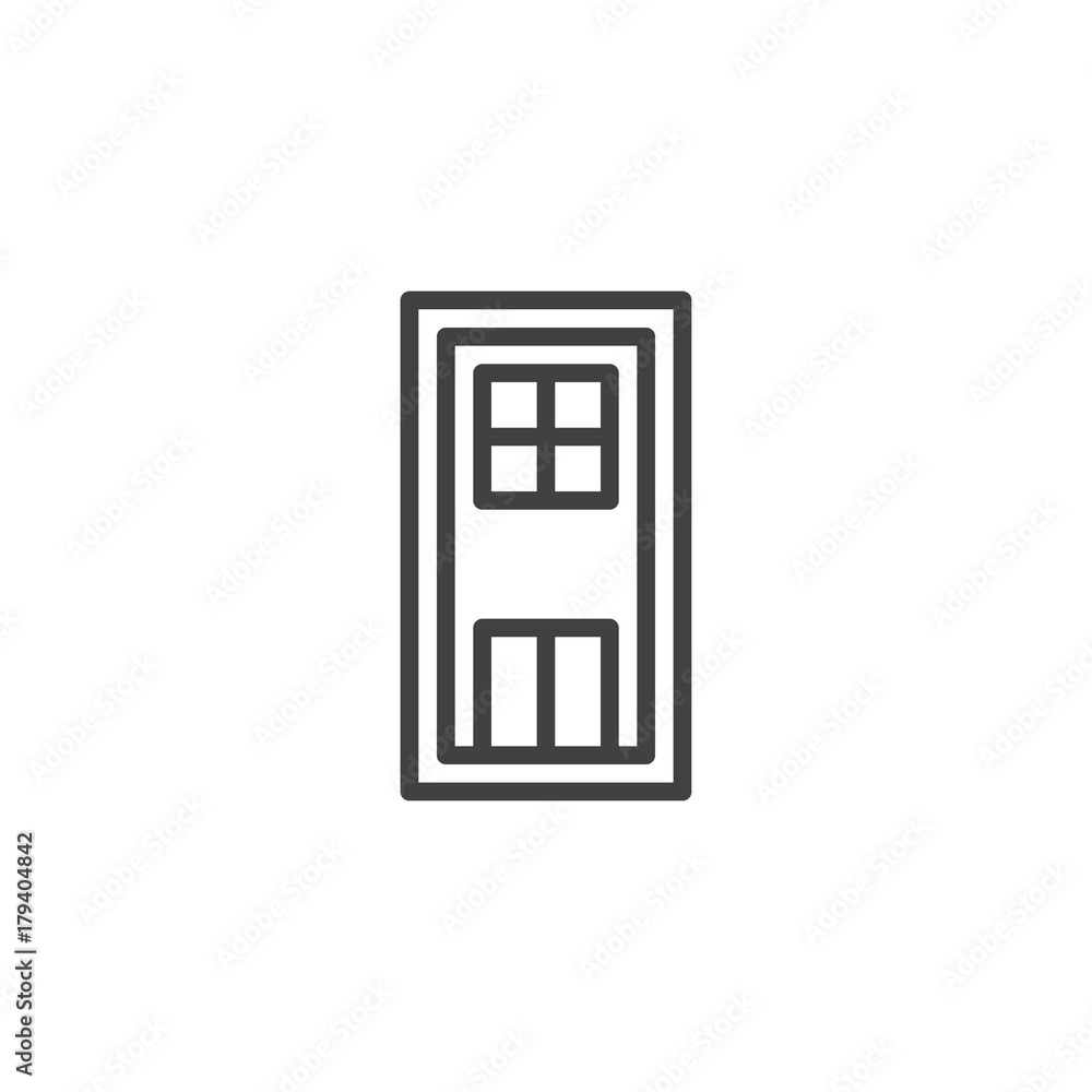 Door line icon, outline vector sign, linear style pictogram isolated on white. Doorway symbol, logo illustration. Editable stroke