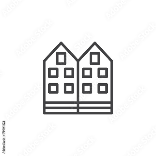 Neighborhood house line icon, outline vector sign, linear style pictogram isolated on white. Symbol, logo illustration. Editable stroke