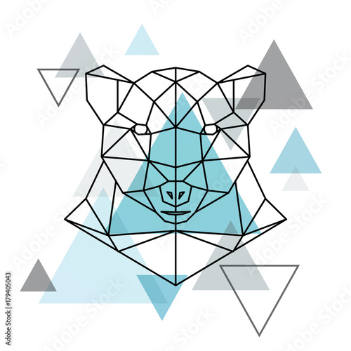 Abstract geometric head of a polar bear. Wild animal. Vector illustration.