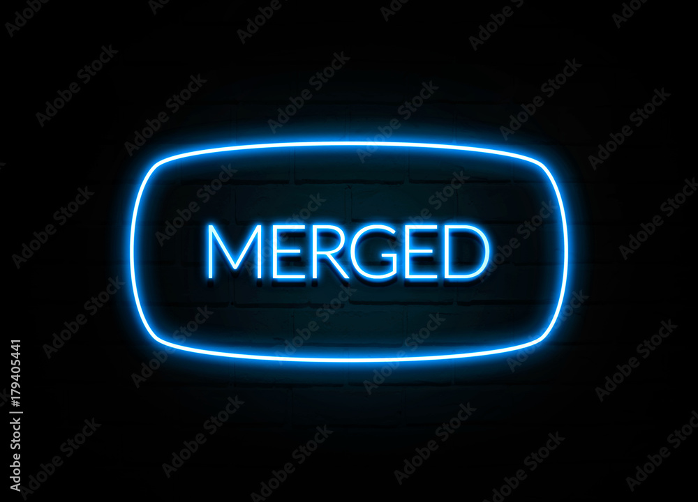 Merged  - colorful Neon Sign on brickwall