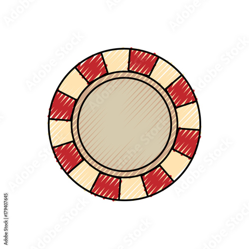 flat line colored casino chips doodle over white background vector illustration